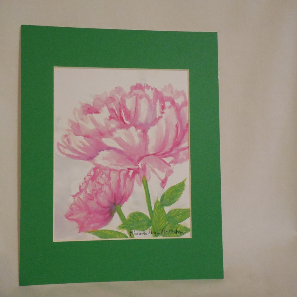 Watercolor Pink Peony Flower HAND CRAFTED Painting